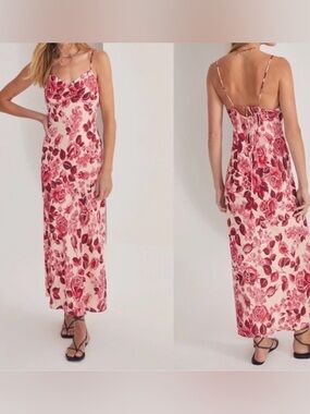 Favorite daughter Floral Slip Midi Dress - Pink Rose Print